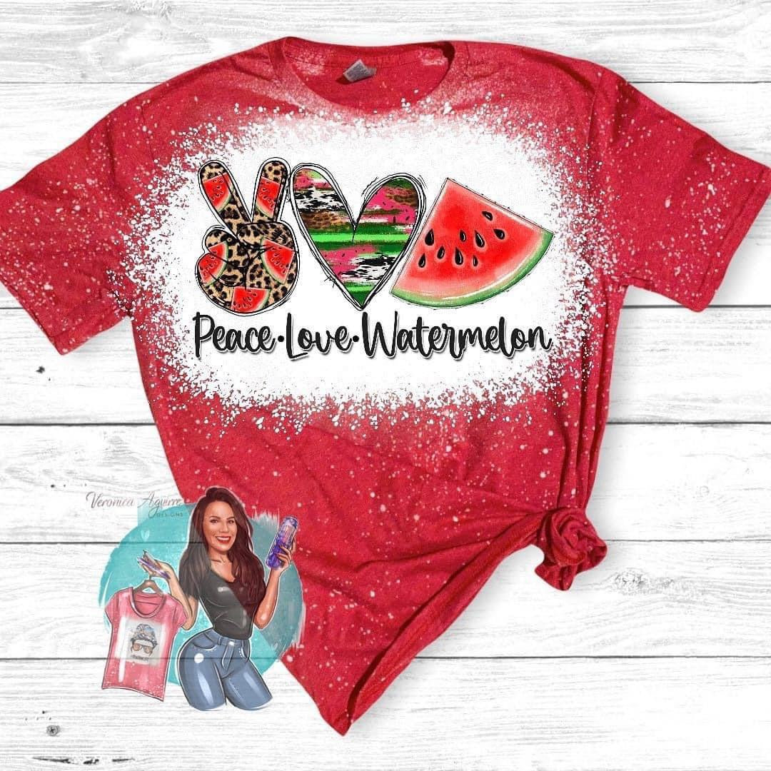 Peace Love Watermelon Bleached T-Shirt