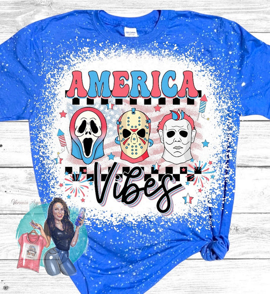 America Vibes Horror Bleached T-Shirt