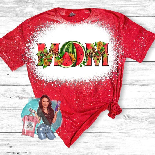 Mom Watermelon Sunflower Bleached T-Shirt