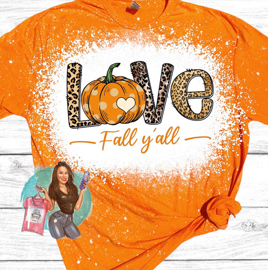 Love Fall Y’all Bleached T-Shirt