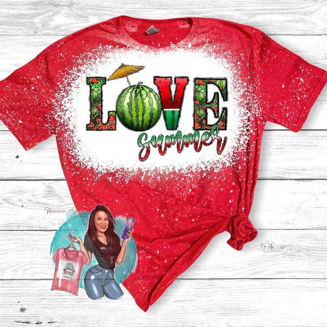 Love Summer Watermelon Bleached T-Shirt