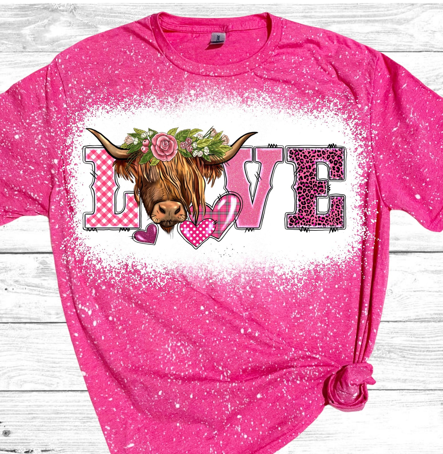 Love Highland Cow Bleached T-Shirt