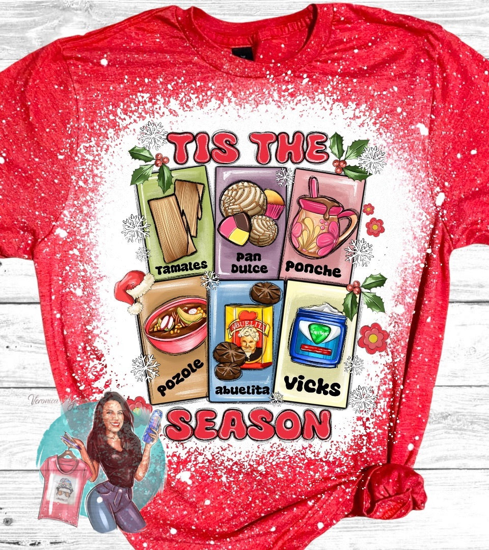 Tis The Season Christmas Bleached T-Shirt