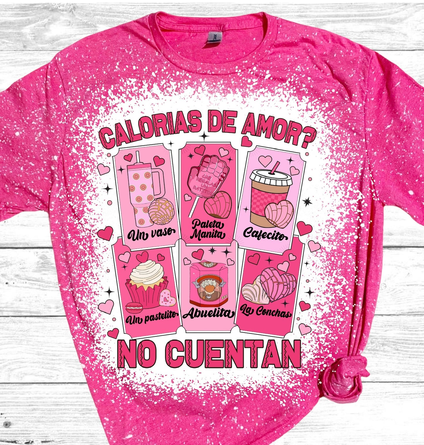 Calorias De Amor No Cuentan Bleached T-Shirt