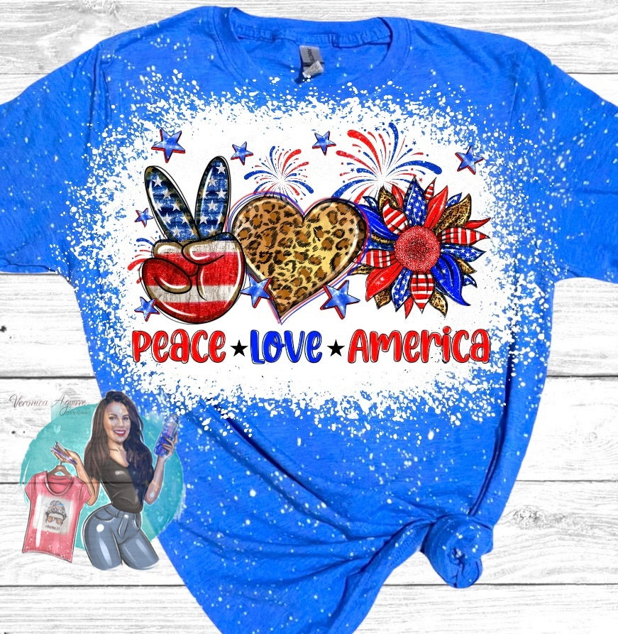 Peace Love America Bleached T-Shirt