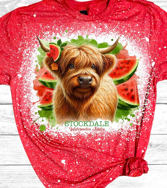 Stockdale Watermelon Jubilee Highland Cow T-Shirt