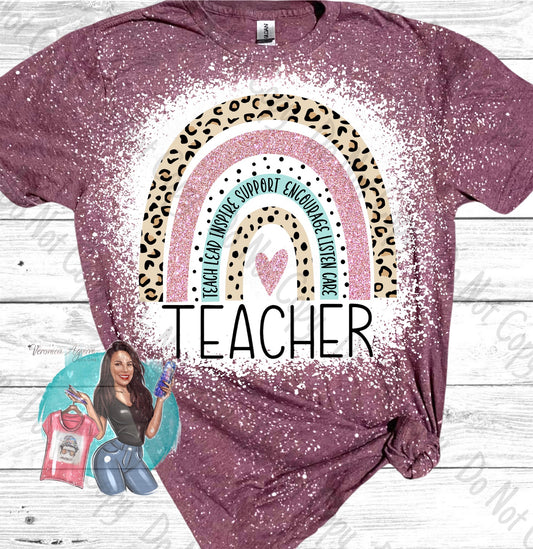 Teacher Rainbow Bleached T-Shirt