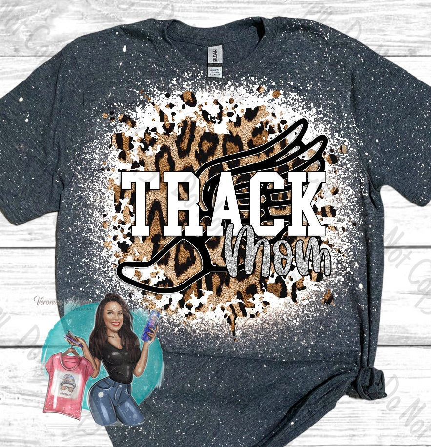 Track Mom Leopard Bleached T-Shirt