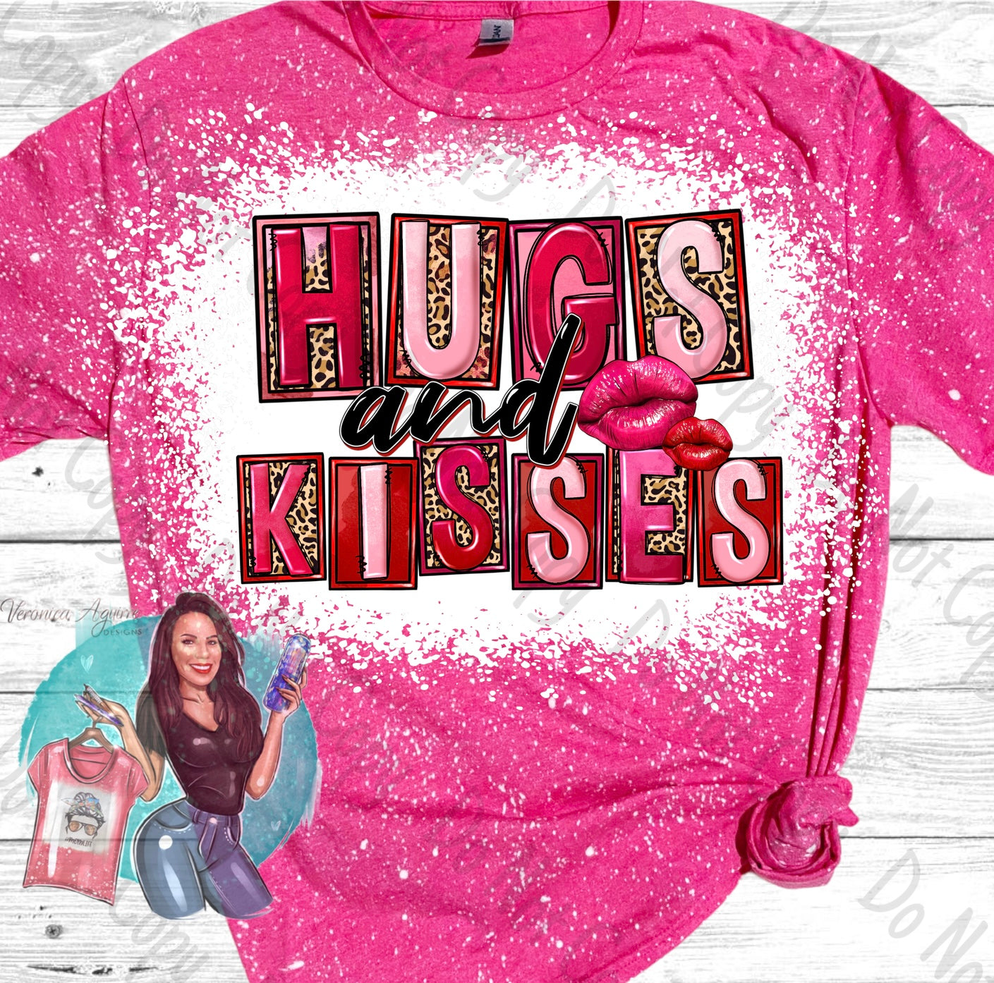 Hugs And Kisses Valentine’s Bleached T-Shirt