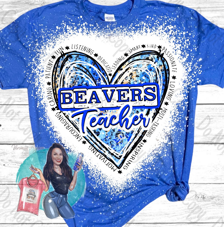 Falls City Beavers Teacher Bleached T-Shirt