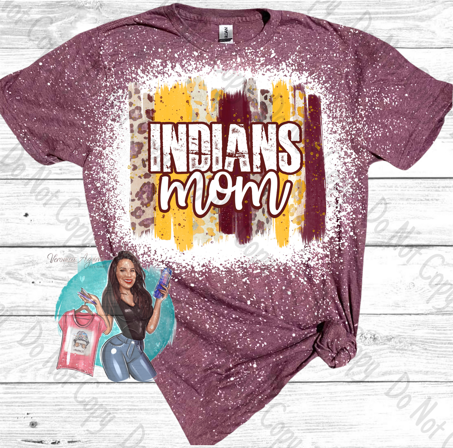 Harlandale Indians Mom Bleached T-Shirt