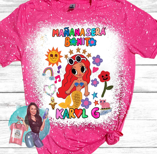 Karol G Mermaid Mañana Sera Bonito Bleached T-Shirt