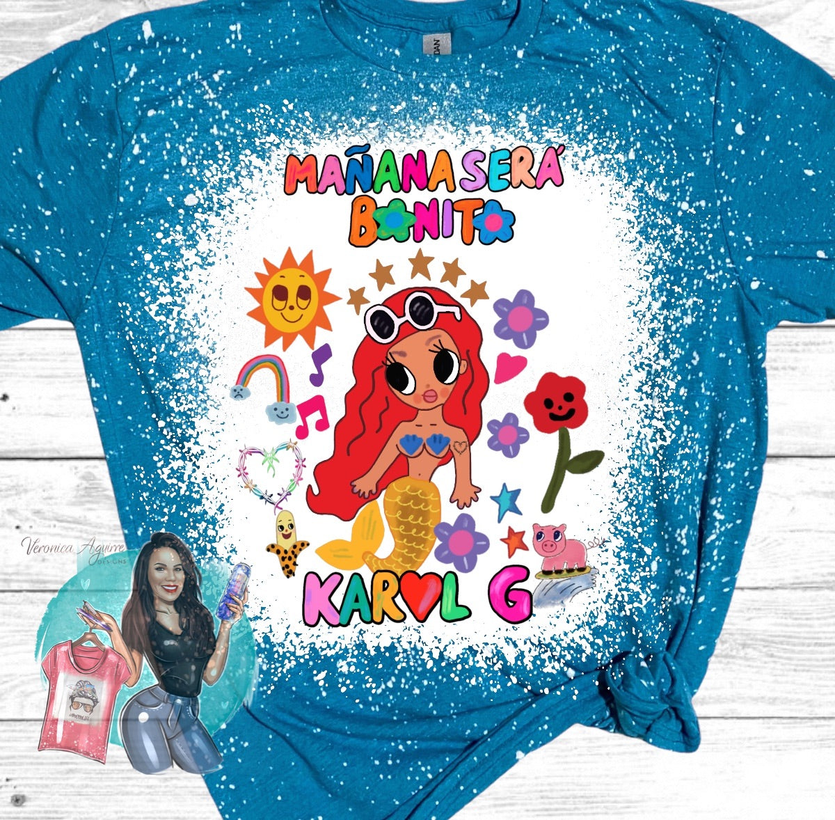 Karol G Mermaid Mañana Sera Bonito Bleached T-Shirt