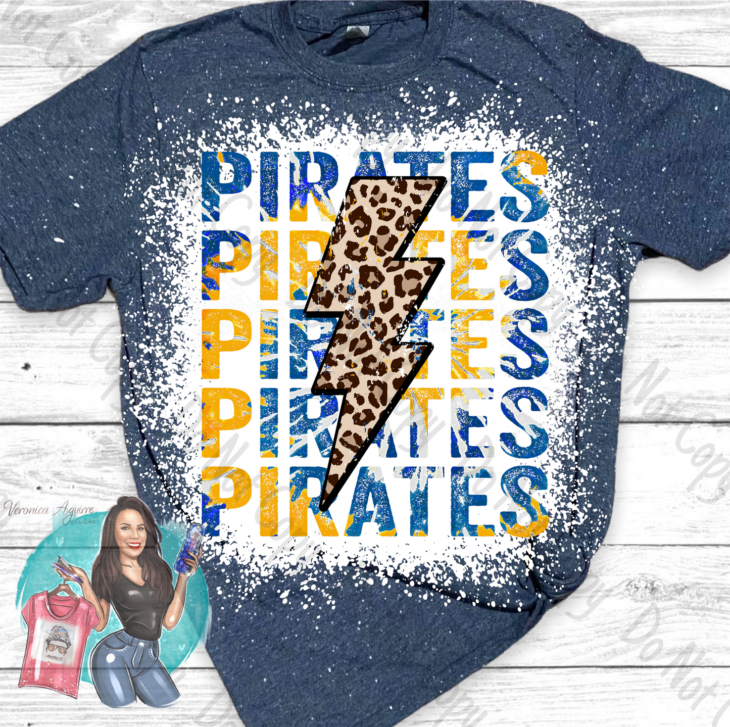 Poth Pirates Leopard Lighting Bolt Bleached T-Shirt