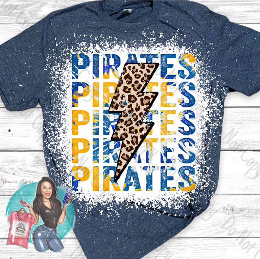 Poth Pirates Leopard Lighting Bolt Bleached T-Shirt