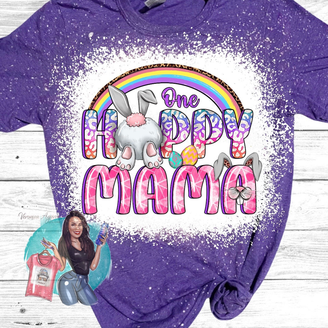 One Hoppy Mama Easter Bleached T-Shirt