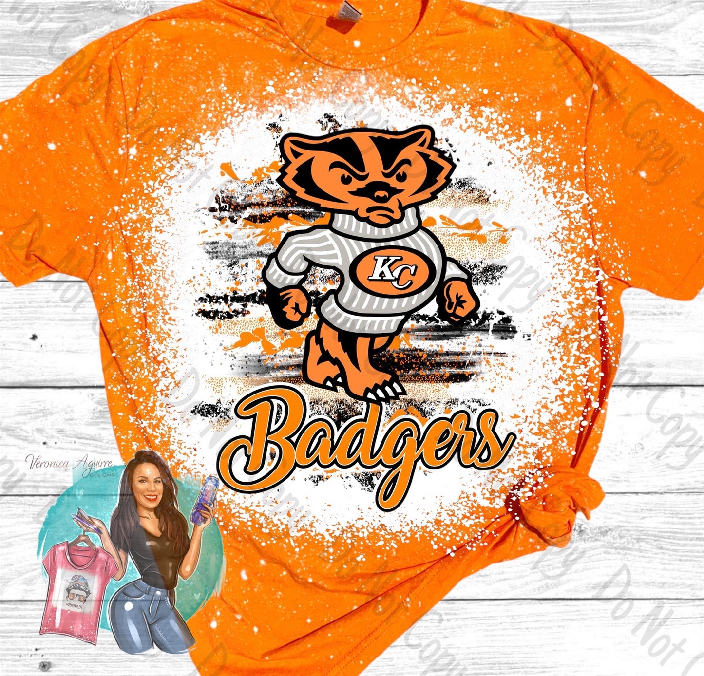 Karnes City Badgers Mascot Bleached T-Shirt