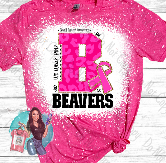 Beavers We Wear Pink Bleached T-Shirt