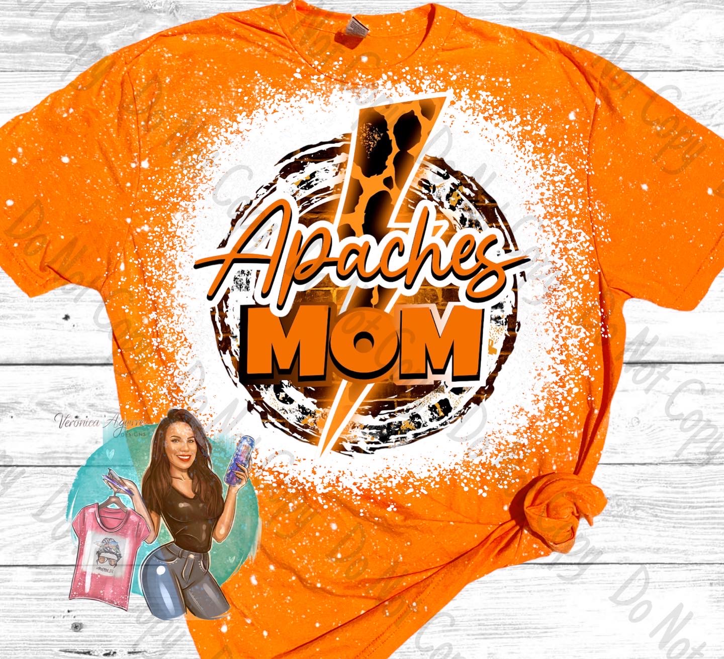 Gonzales Apaches Mom Lighting Bolt Bleached T-Shirt