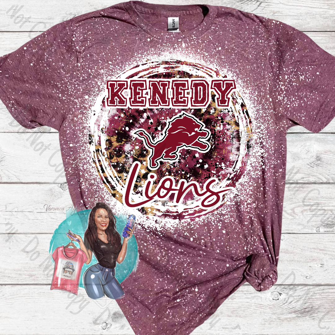 Kenedy Lions Circle Mascot Bleached T-Shirt