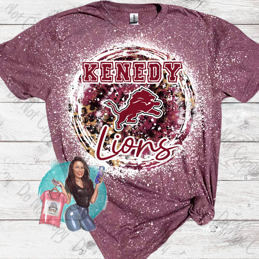 Kenedy Lions Circle Mascot Bleached T-Shirt