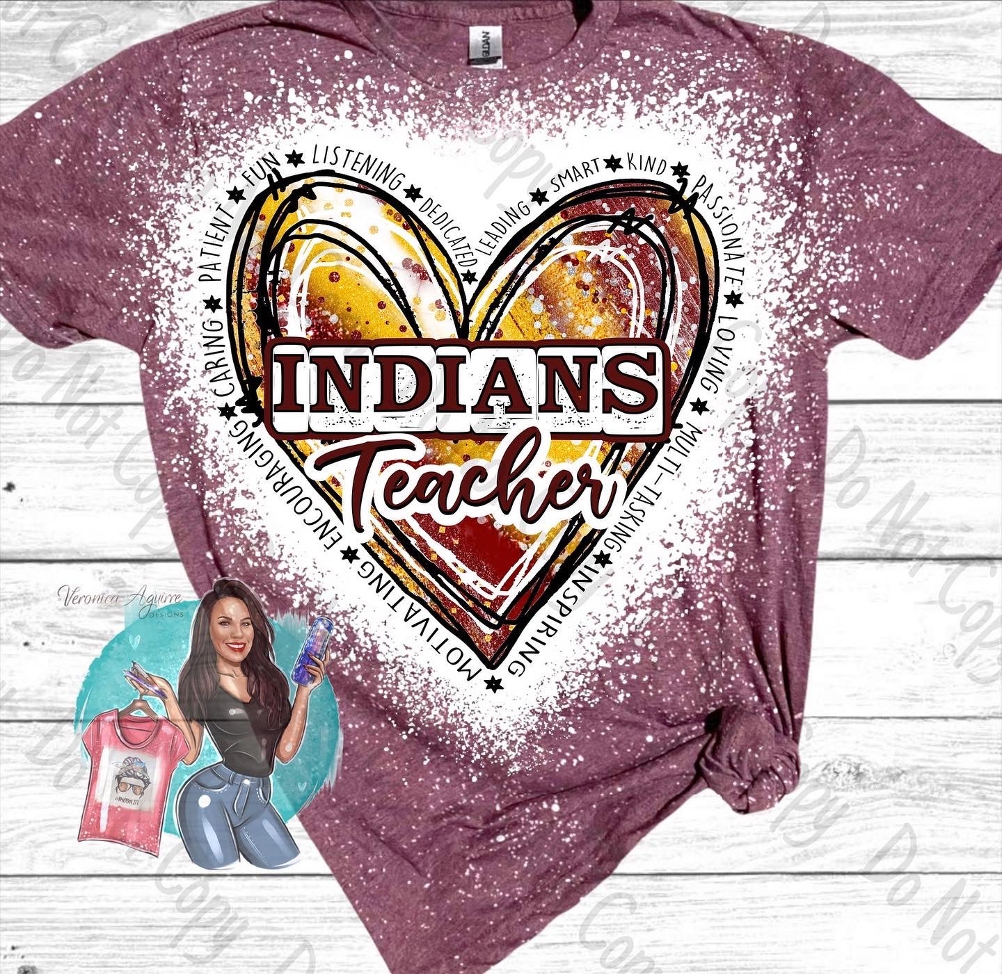 Harlandale Indians Teacher Bleached T-Shirt