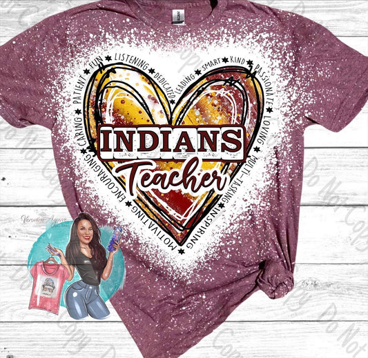 Harlandale Indians Teacher Bleached T-Shirt