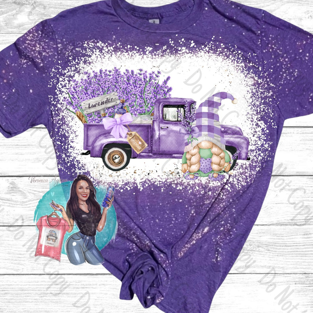 Lavender Truck Gnome Bleached T-Shirt