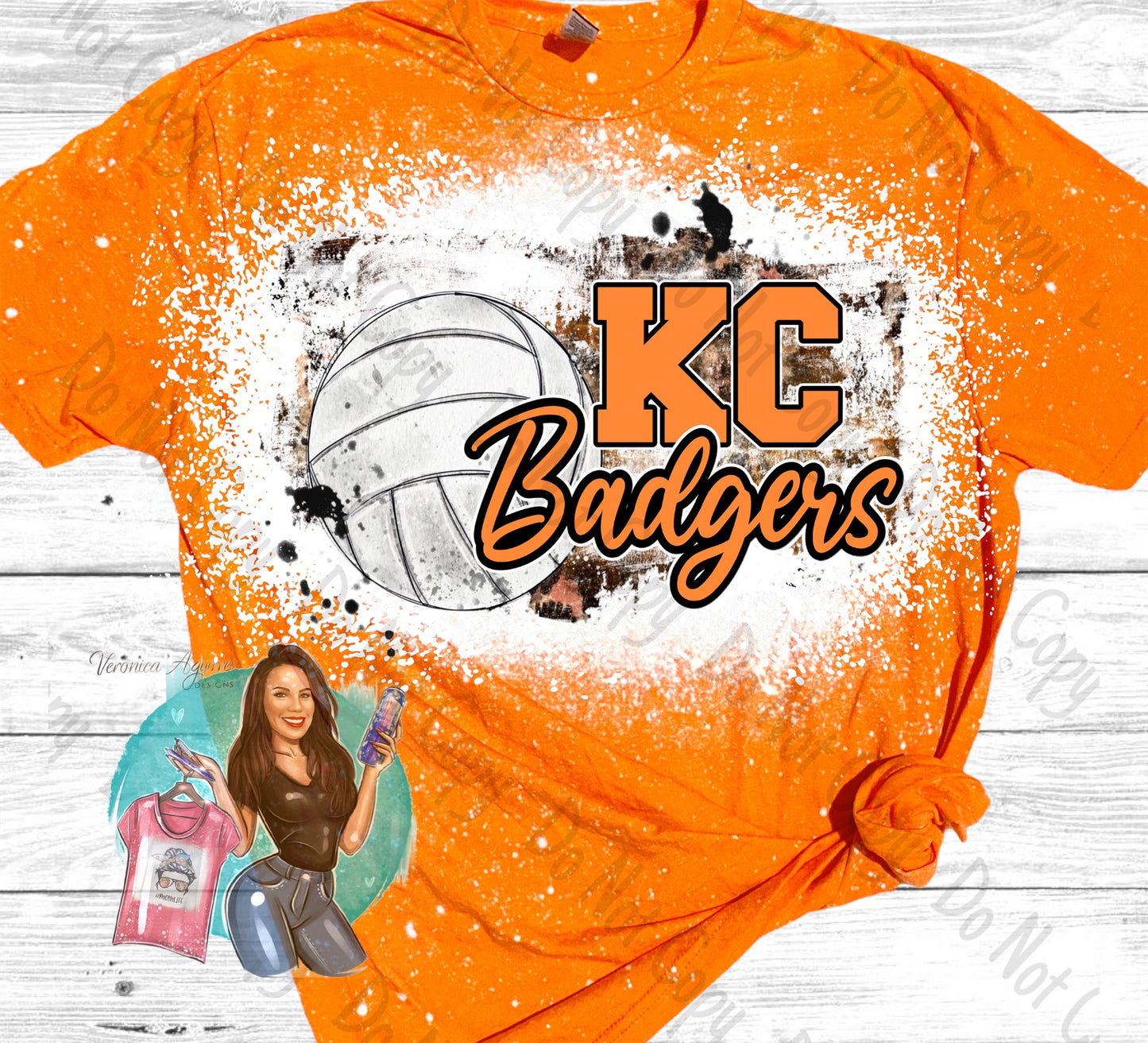 Karnes City Volleyball KC Badgers Bleached T-Shirt