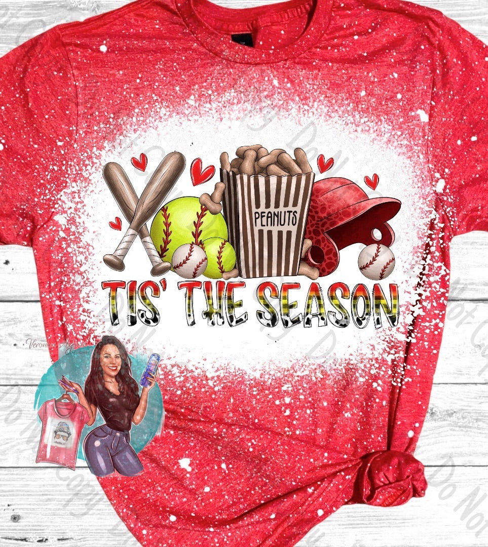 Tis The Season Softball Baseball Bleached T-Shirt