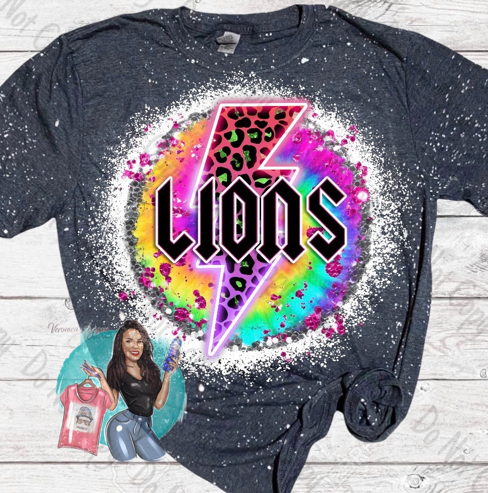 Lions Tie Dye Bleached T-Shirt