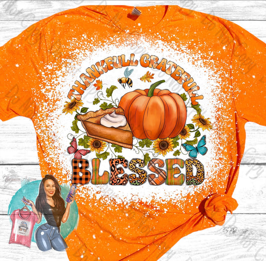 Thankful Grateful Blessed Bleached T-Shirt