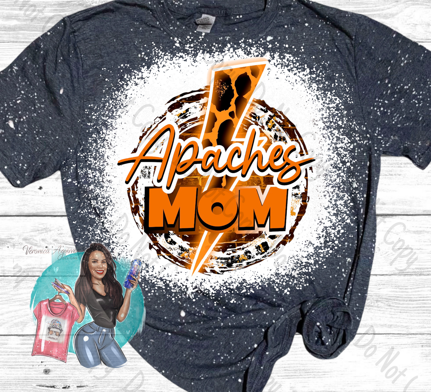 Gonzales Apaches Mom Lighting Bolt Bleached T-Shirt