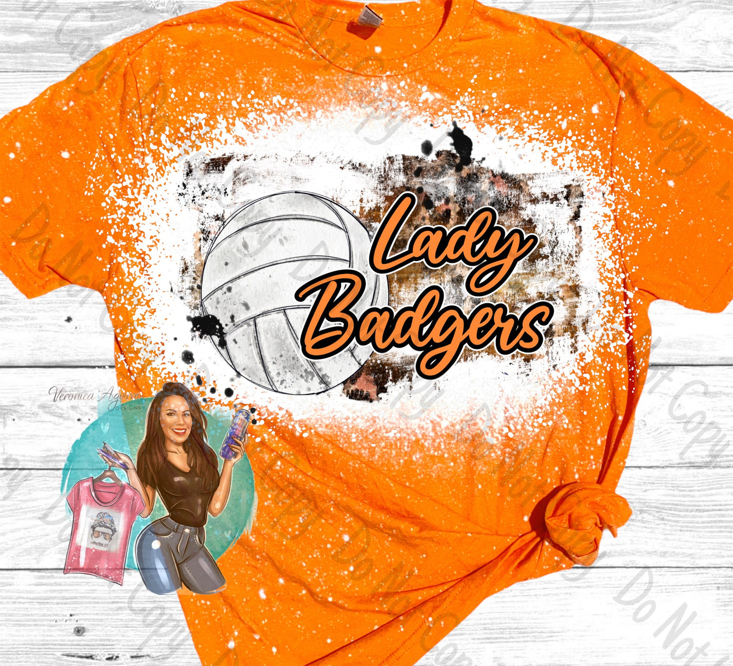 Karnes City Lady Badgers Volleyball Bleached T-Shirt