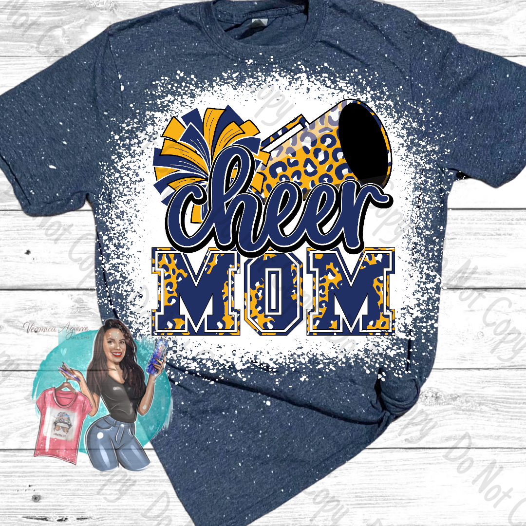 Poth Pirates Leopard Cheer Mom Bleached T-Shirt