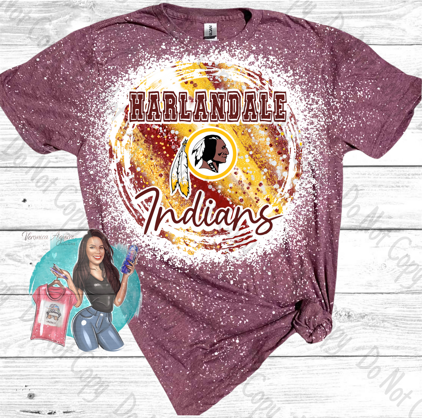 Harlandale Indians Bleached T-Shirt