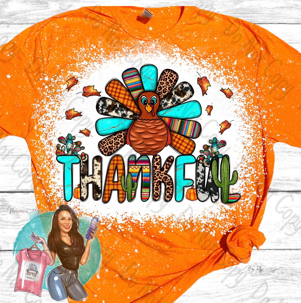 Thankful Turkey Bleached T-Shirt