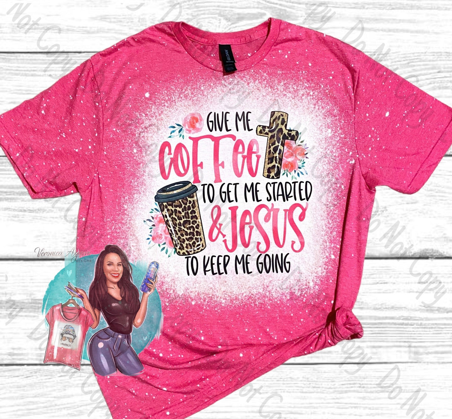 Give Me Coffee To Get Me Started Bleached T-Shirt