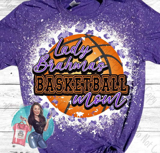 Lady Brahmas Basketball Mom Bleached T-Shirt