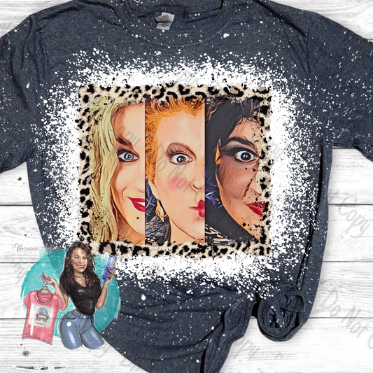 Hocus Pocus Sanderson Sisters Leopard Bleached T-Shirt