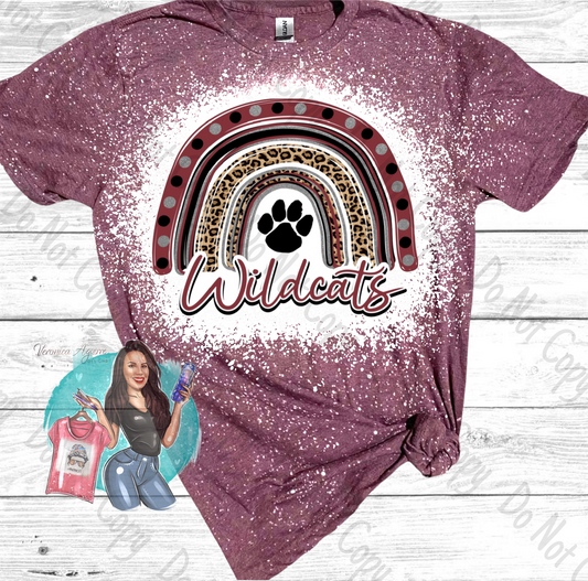 Floresville Wildcats Rainbow Bleached T-Shirt