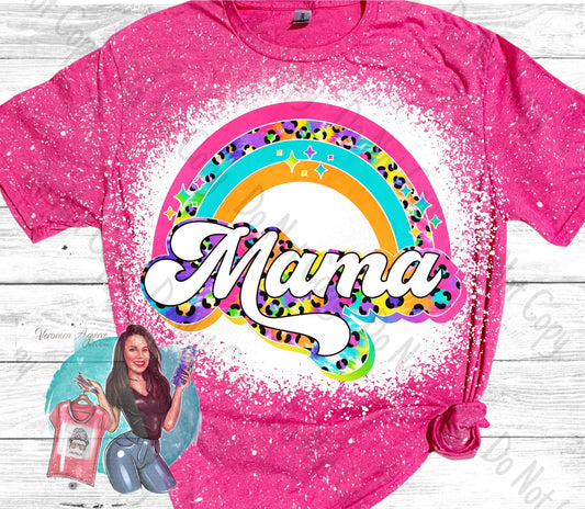 90’s Inspired Mama Rainbow Bleached T-Shirt