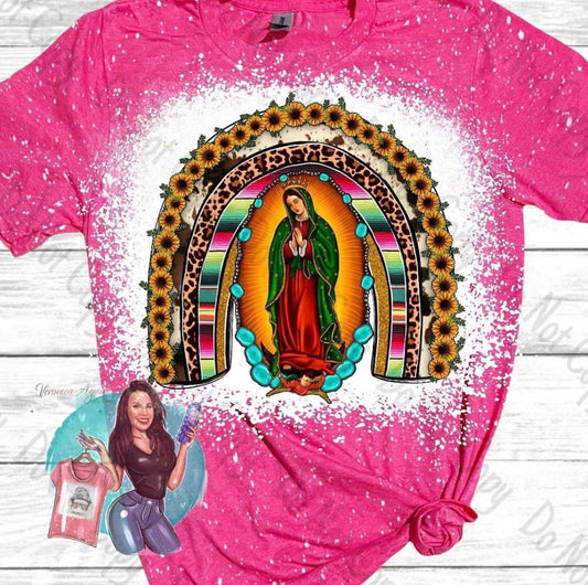 Lady of Guadalupe Virgin Mary Bleached T-Shirt