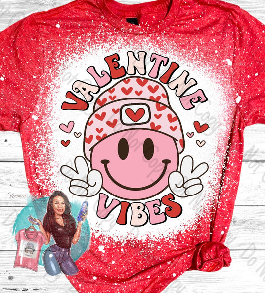 Valentine Vibes Happy Face Bleached T-Shirt