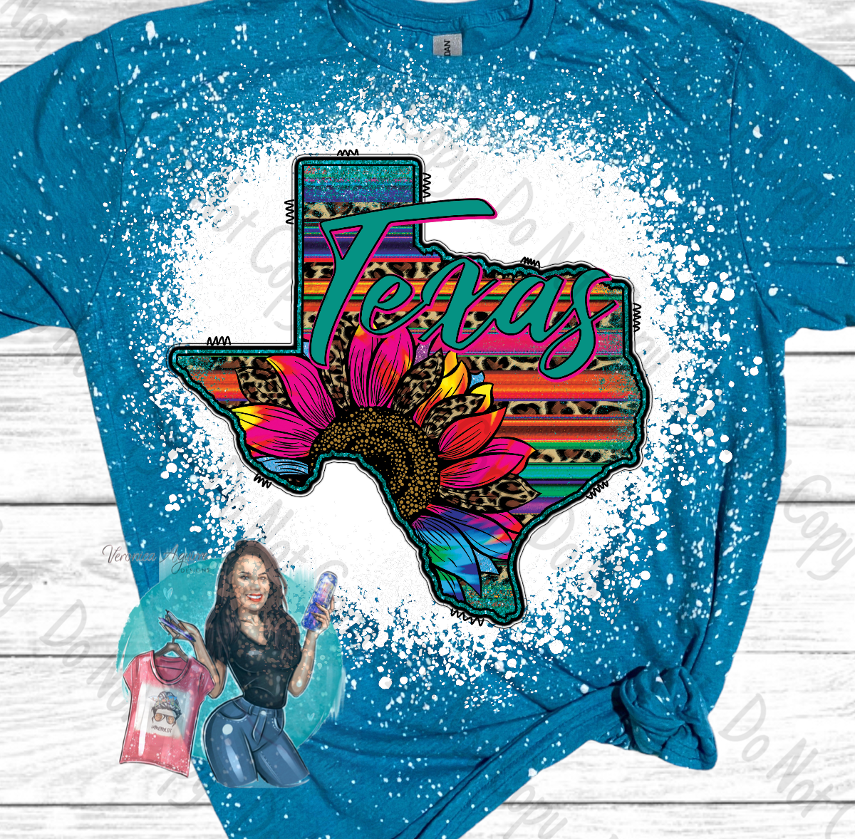 Texas Sunflower Tie Dye Bleached T-Shirt