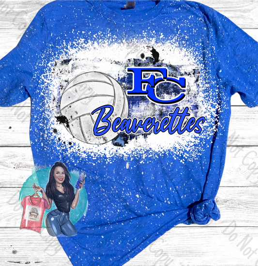 Falls City Beavers Volleyball Beaverettes Bleached T-Shirt