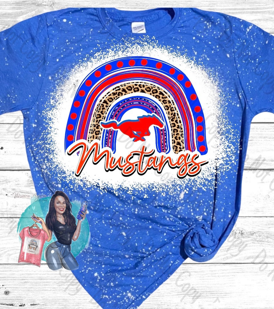 Mustangs Rainbow Bleached T-Shirt