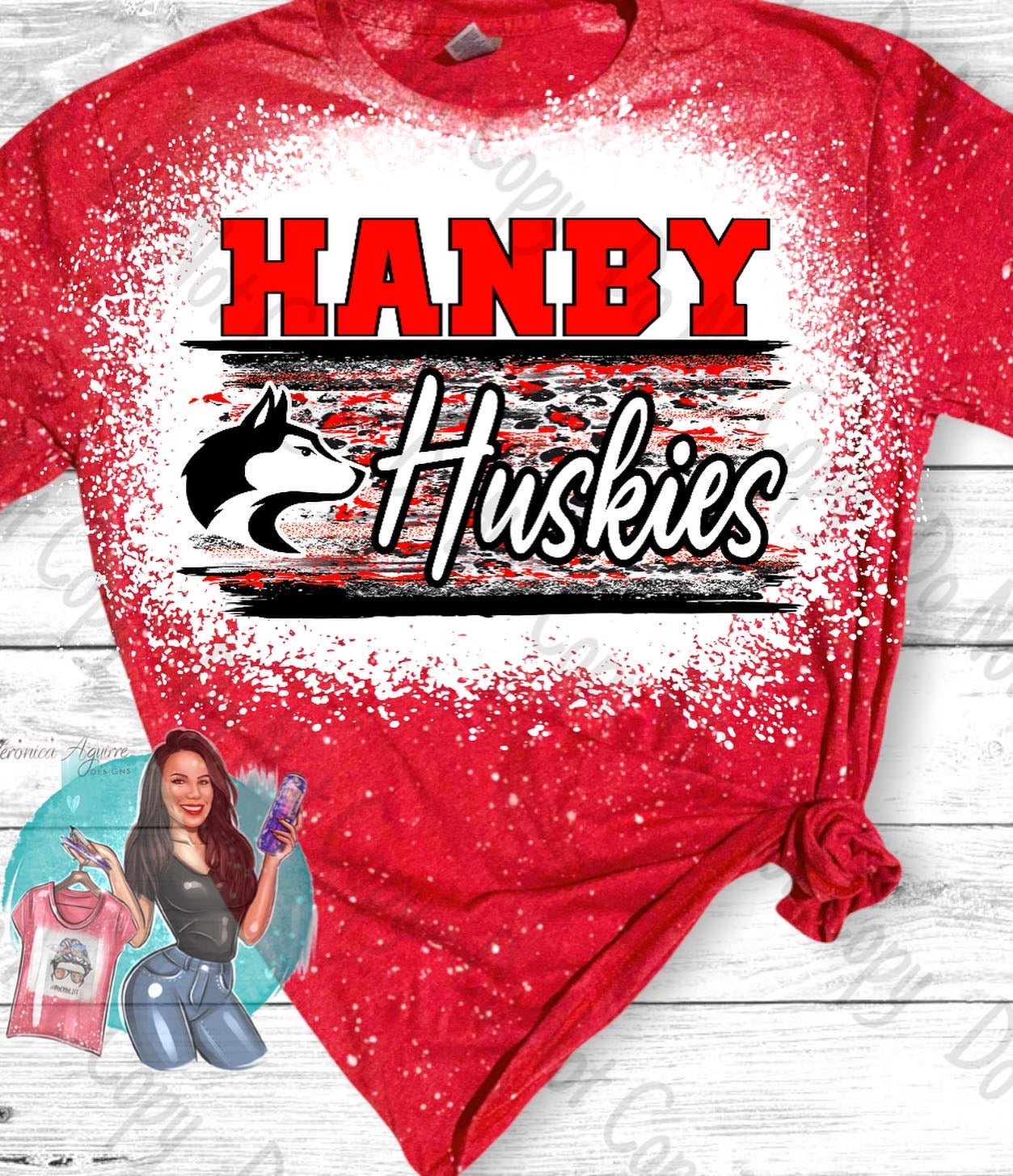 Hanby Huskies Mascot Bleached T-Shirt