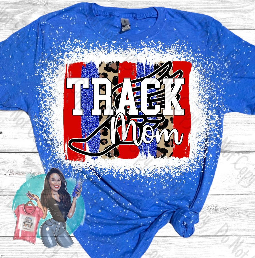 Track Mom Red Blue Bleached T-Shirt