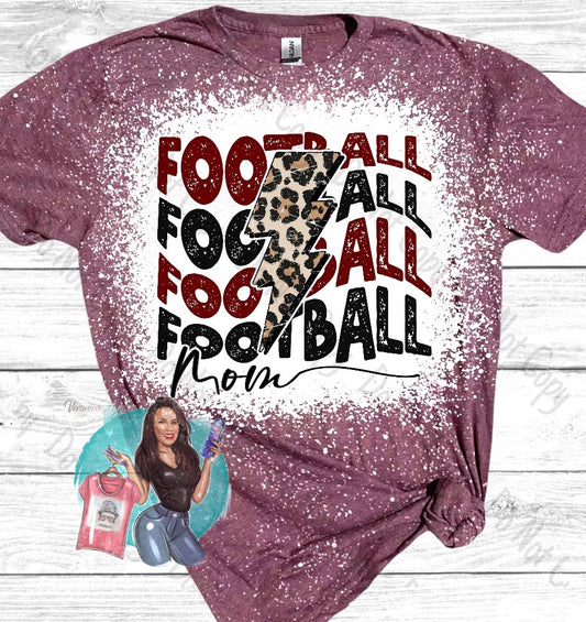 Kenedy Lions Football Mom Leopard Lighting Bolt Bleached T-Shirt